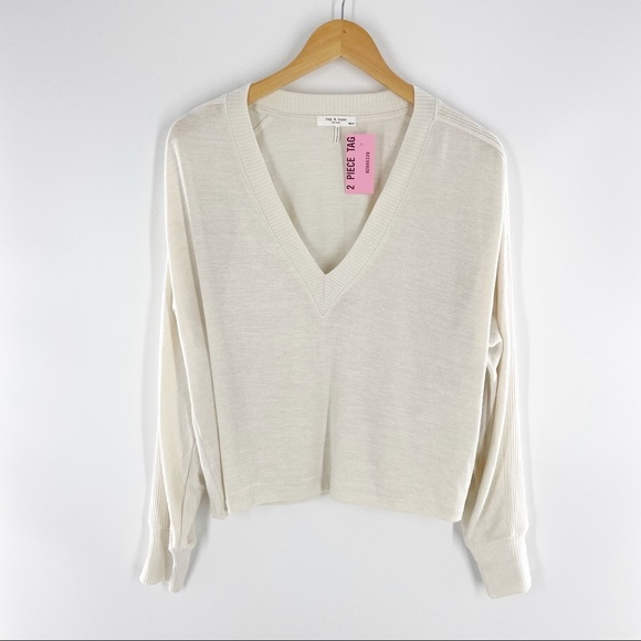 NWT Rag & Bone Lounge Pajama Set Nigthwear Knit Top Shorts Off White Beige XS - Picture 8 of 16